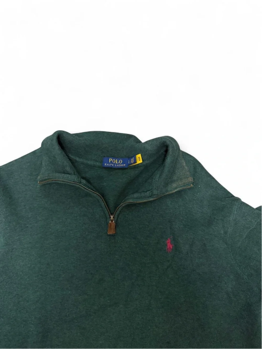 Polo Ralph Lauren Forest Green Quarter Zip Pullover Preppy Vintage Style
